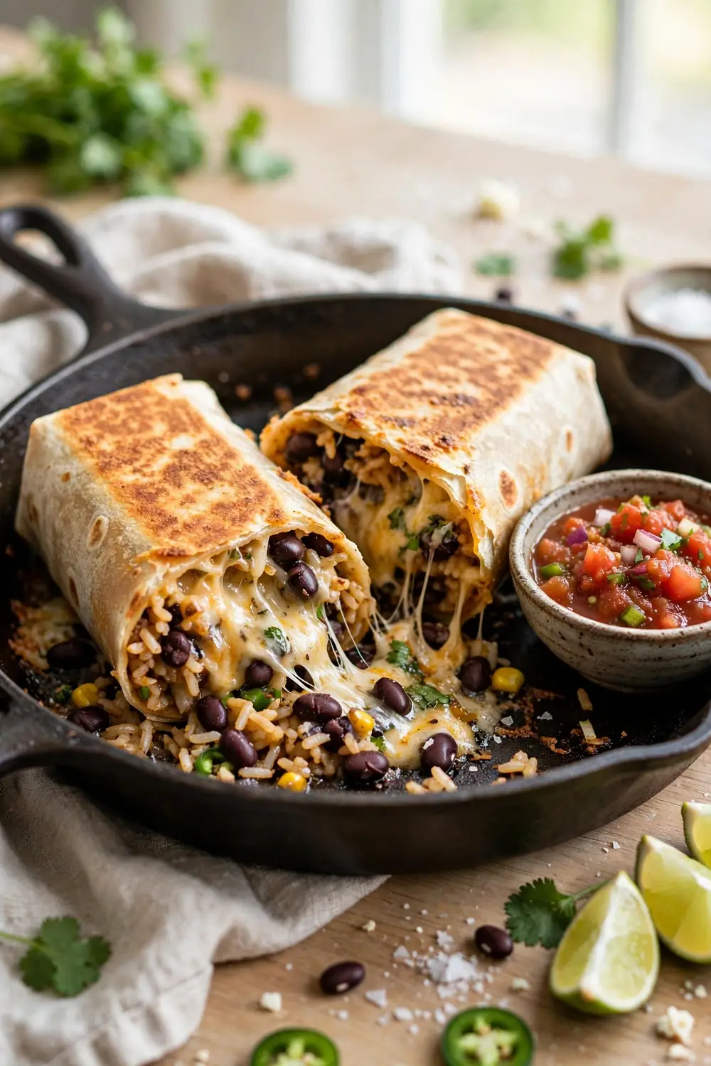 Cheesy Bean Burritos