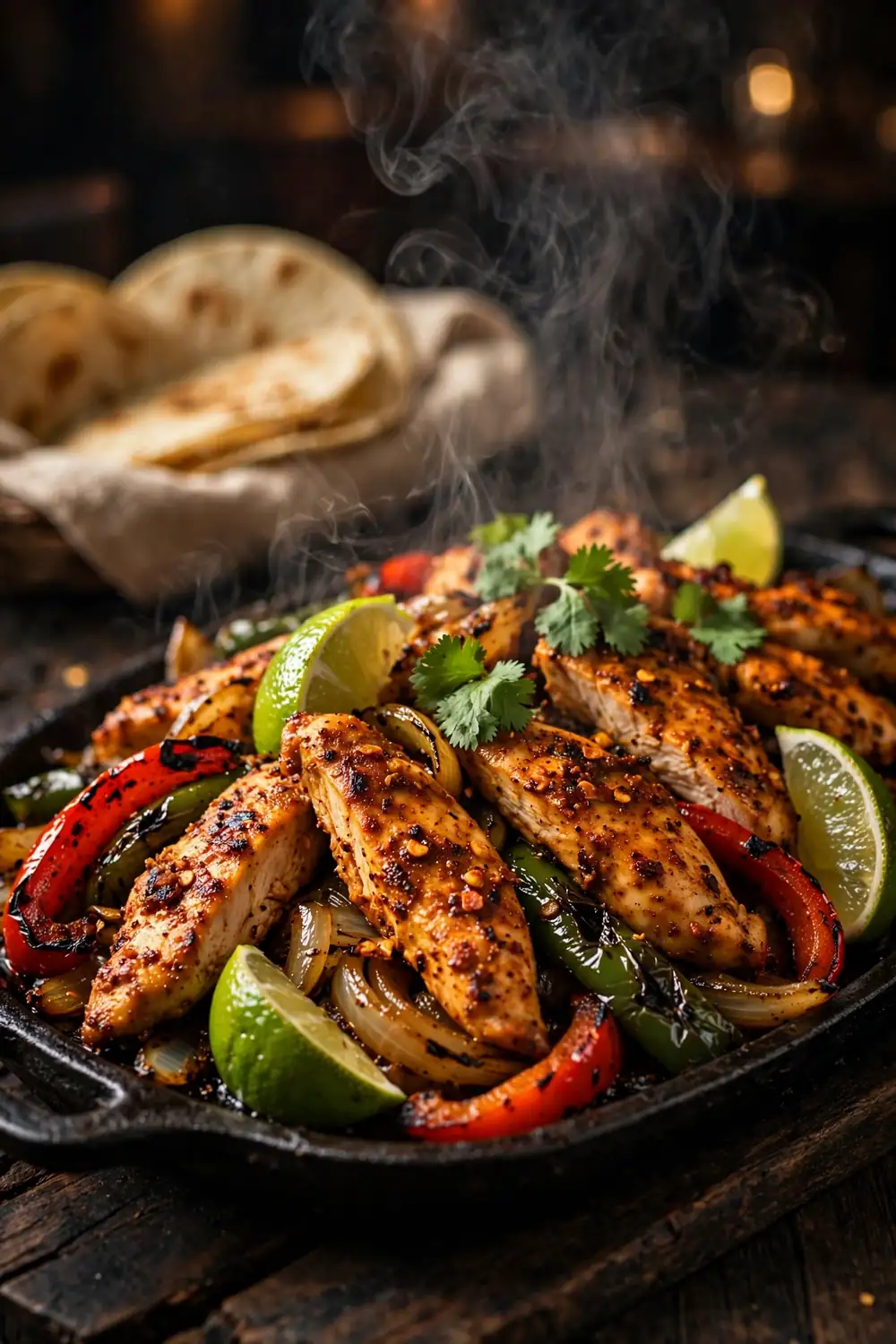 Chipotle lime chicken fajitas, a smoky chicken dinners favorite