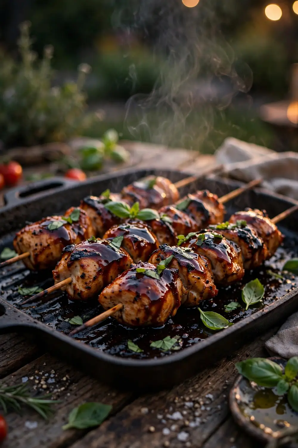 Balsamic glazed chicken skewers, a grilled chicken dinners treat
