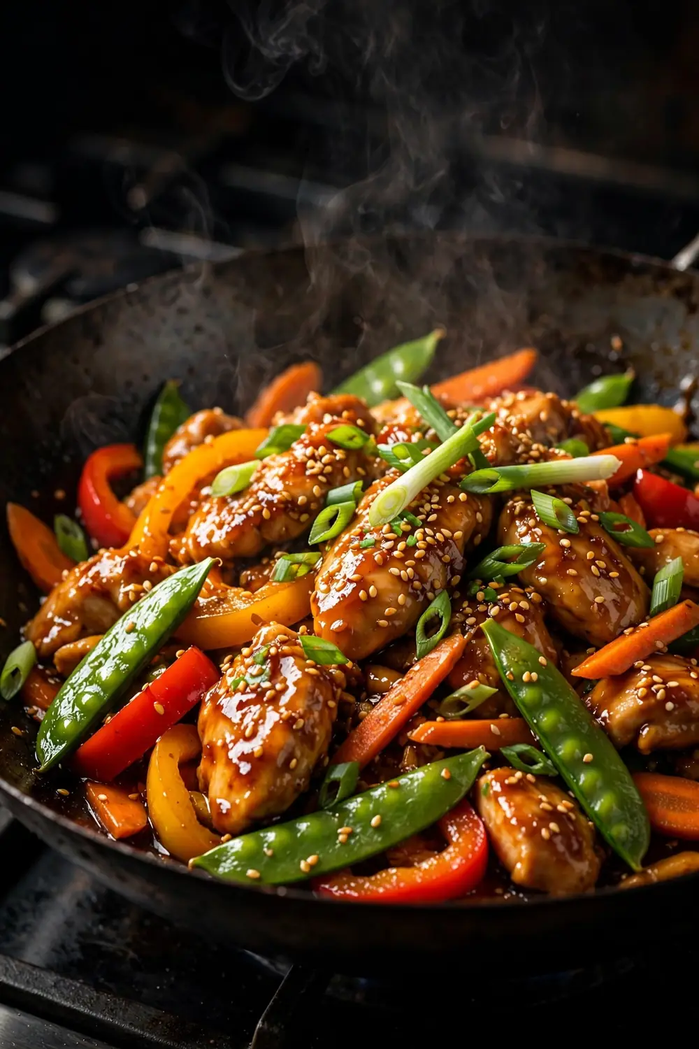 Sesame ginger chicken stir fry, a fast chicken dinners skillet