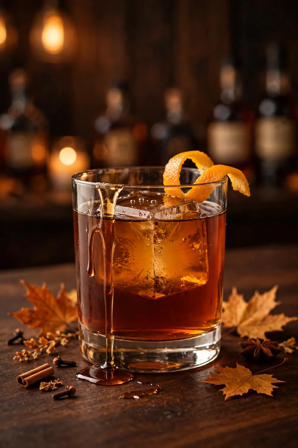 Maple Bourbon Glow cider cocktail