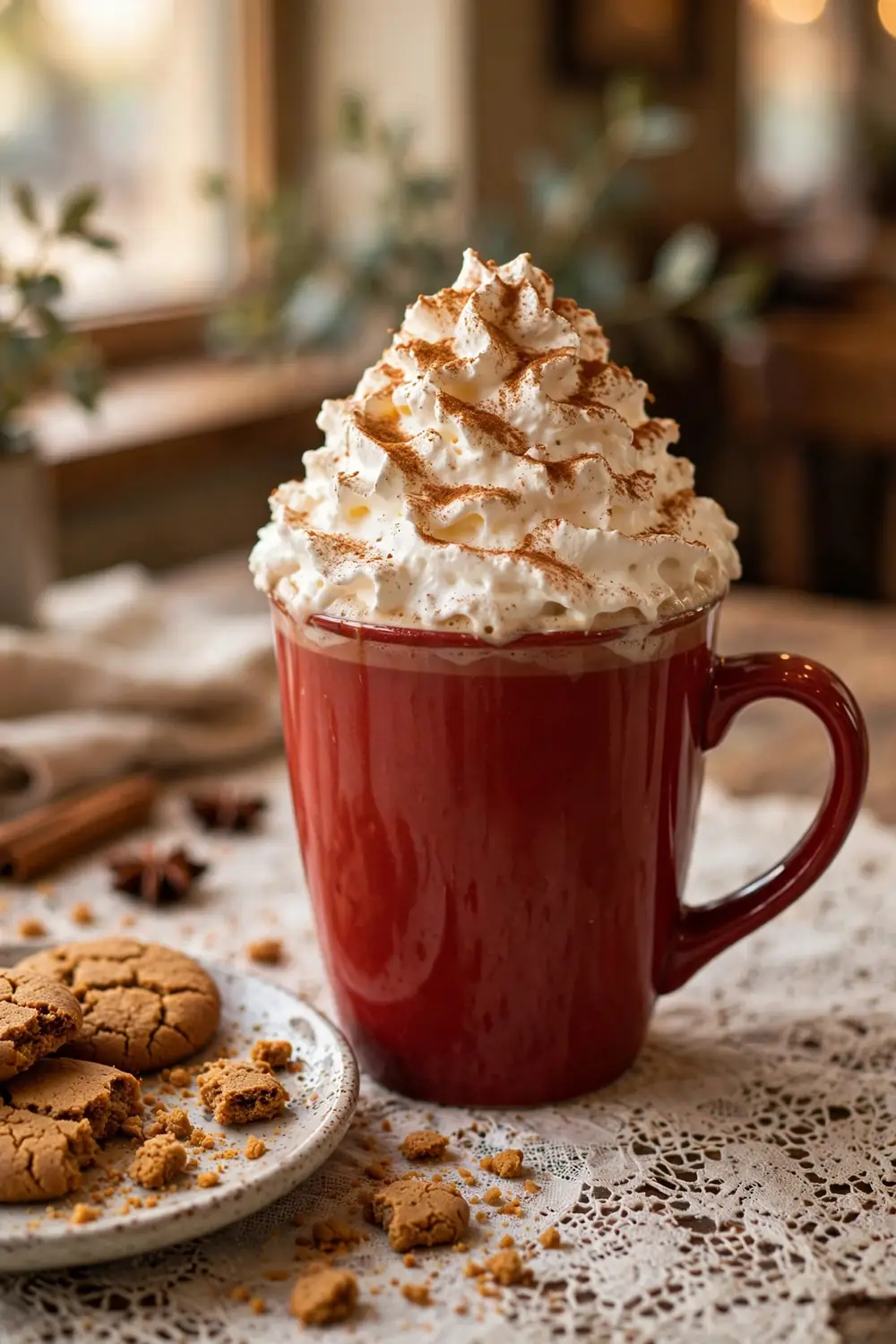 Whipped cream topped spiced cider chai