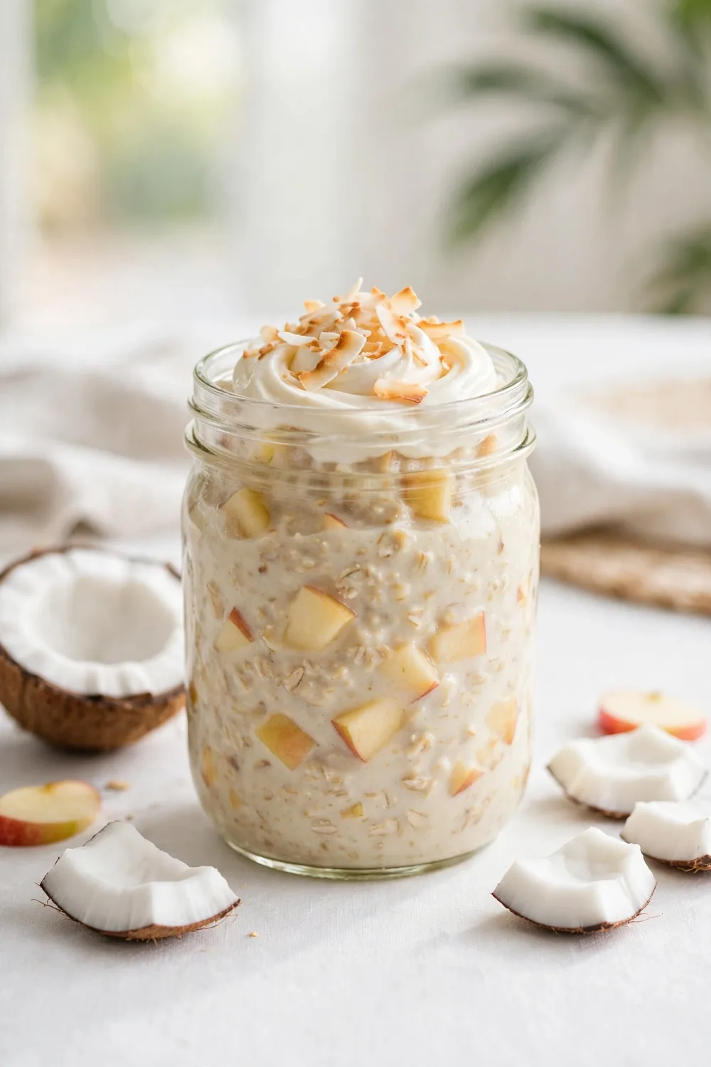 Apple oats jar with coconut cream swirl