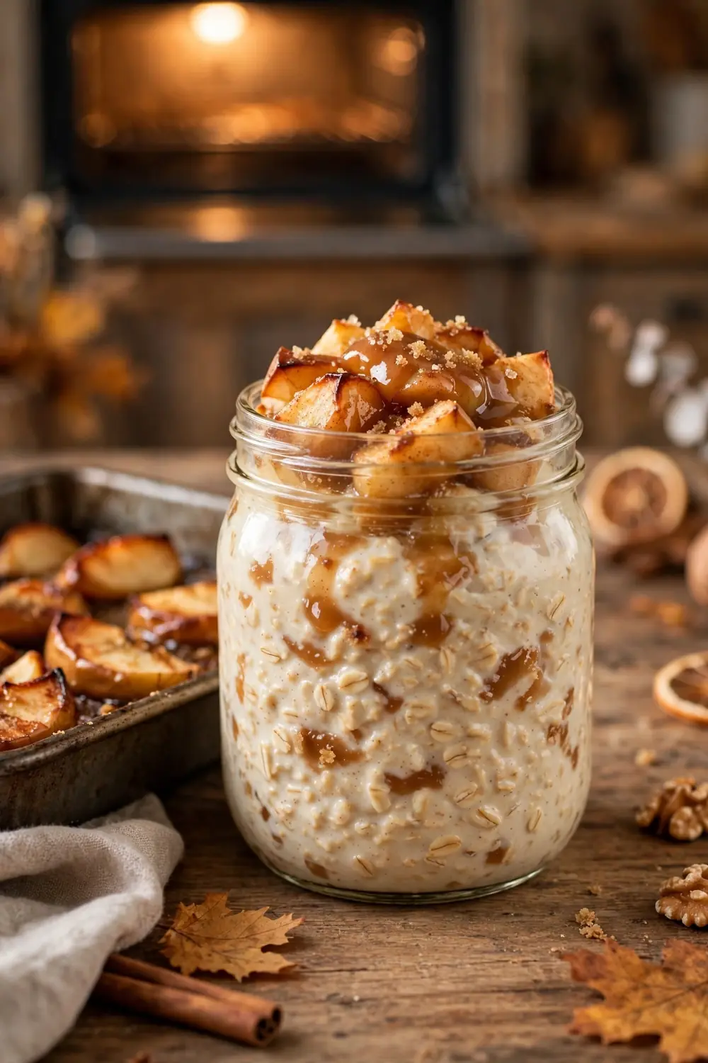 Apple oats jar with baked apple topping