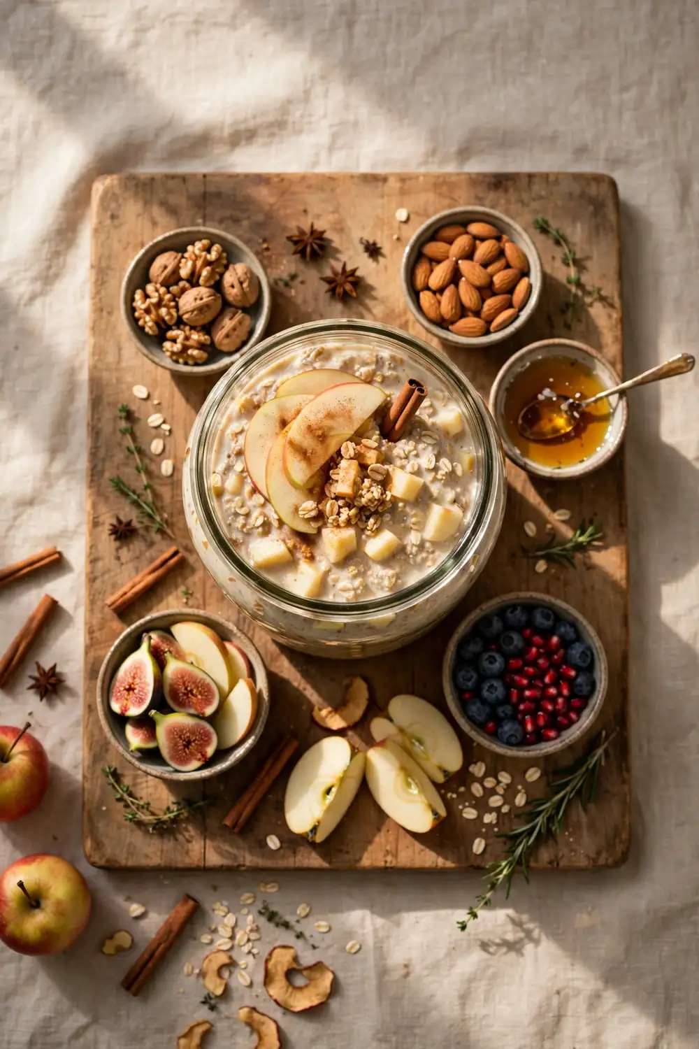 Apple oats brunch board with toppings