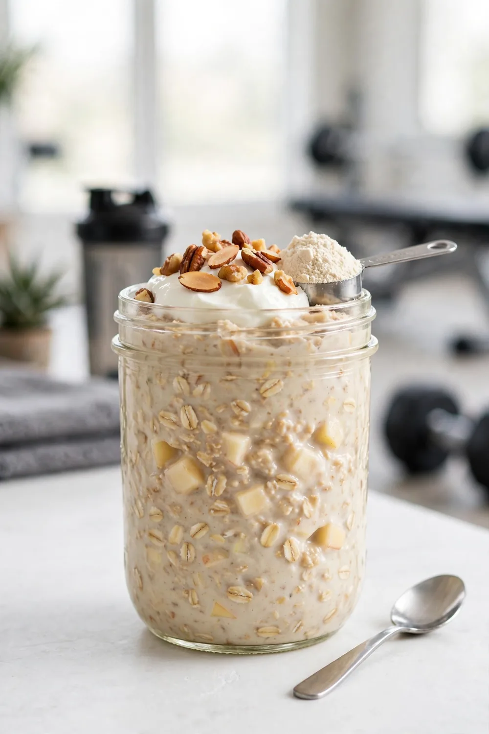 Protein apple oats jar with yogurt