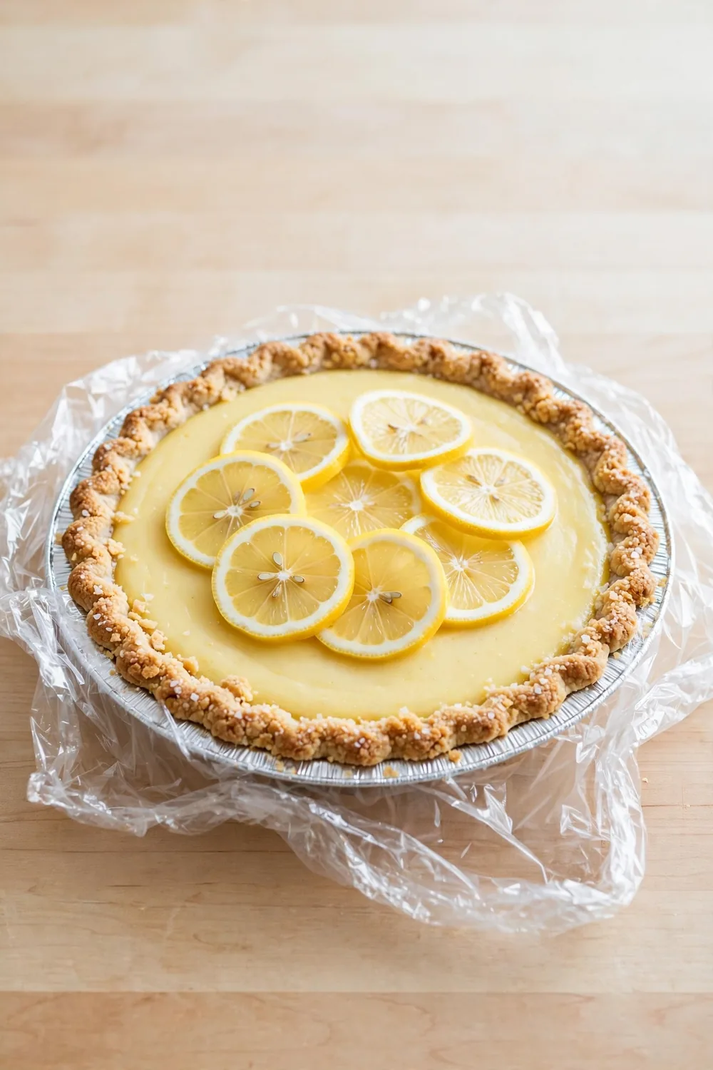Make ahead citrus pie in a foil pan ready for the freezer