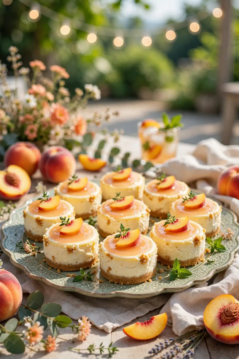 Baked peach cheesecake