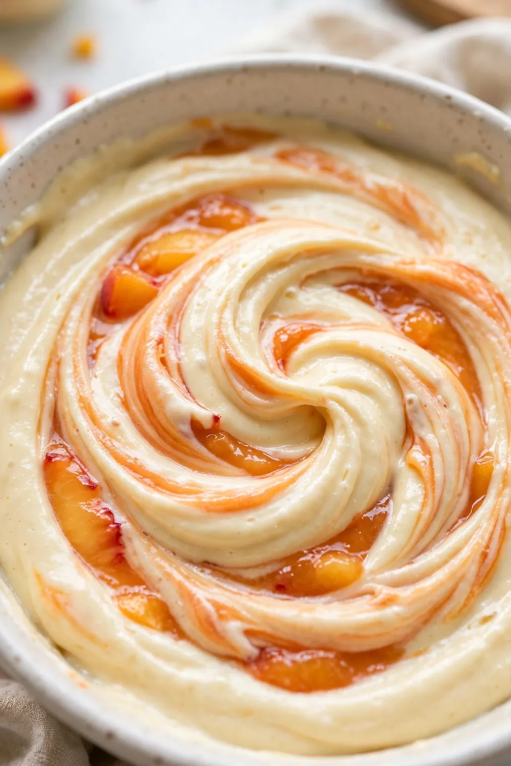 Baked peach cheesecake