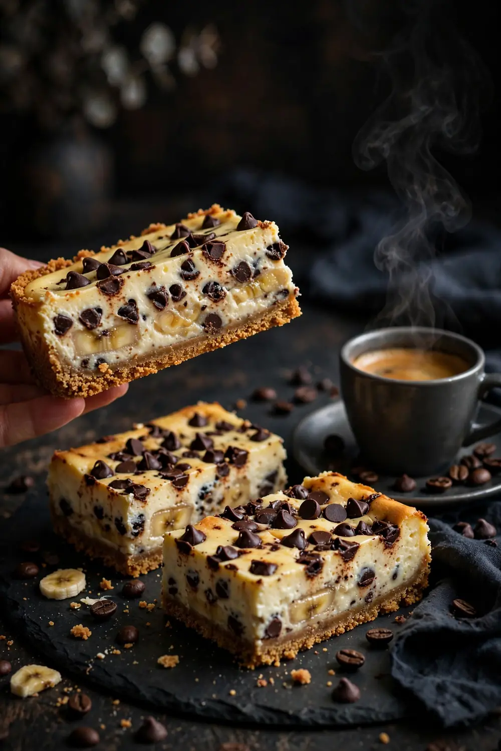 Banana chocolate cheesecake bars