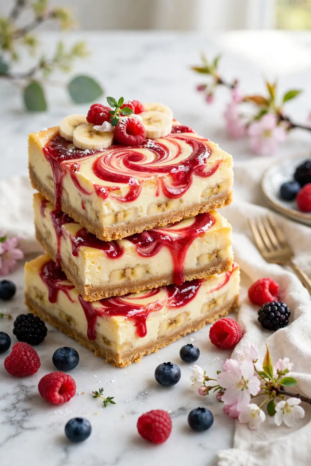 Banana chocolate cheesecake bars