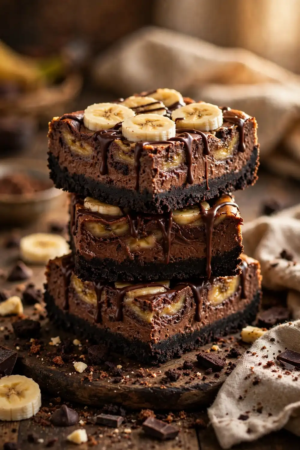 Banana chocolate cheesecake bars