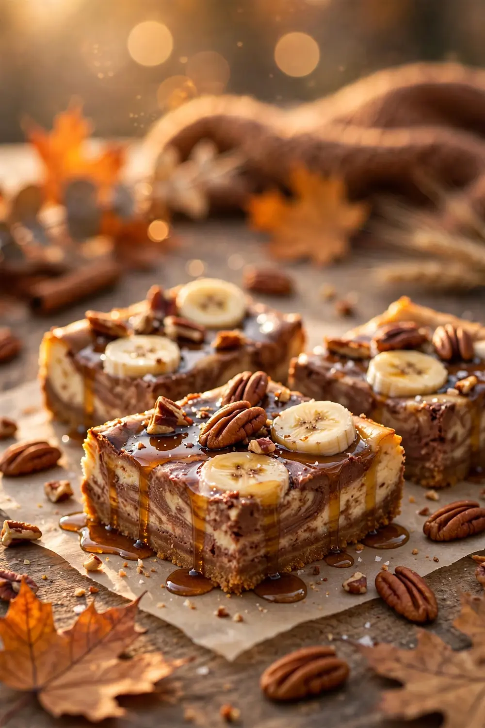 Banana chocolate cheesecake bars