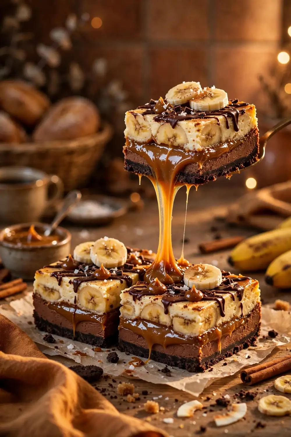 Banana chocolate cheesecake bars