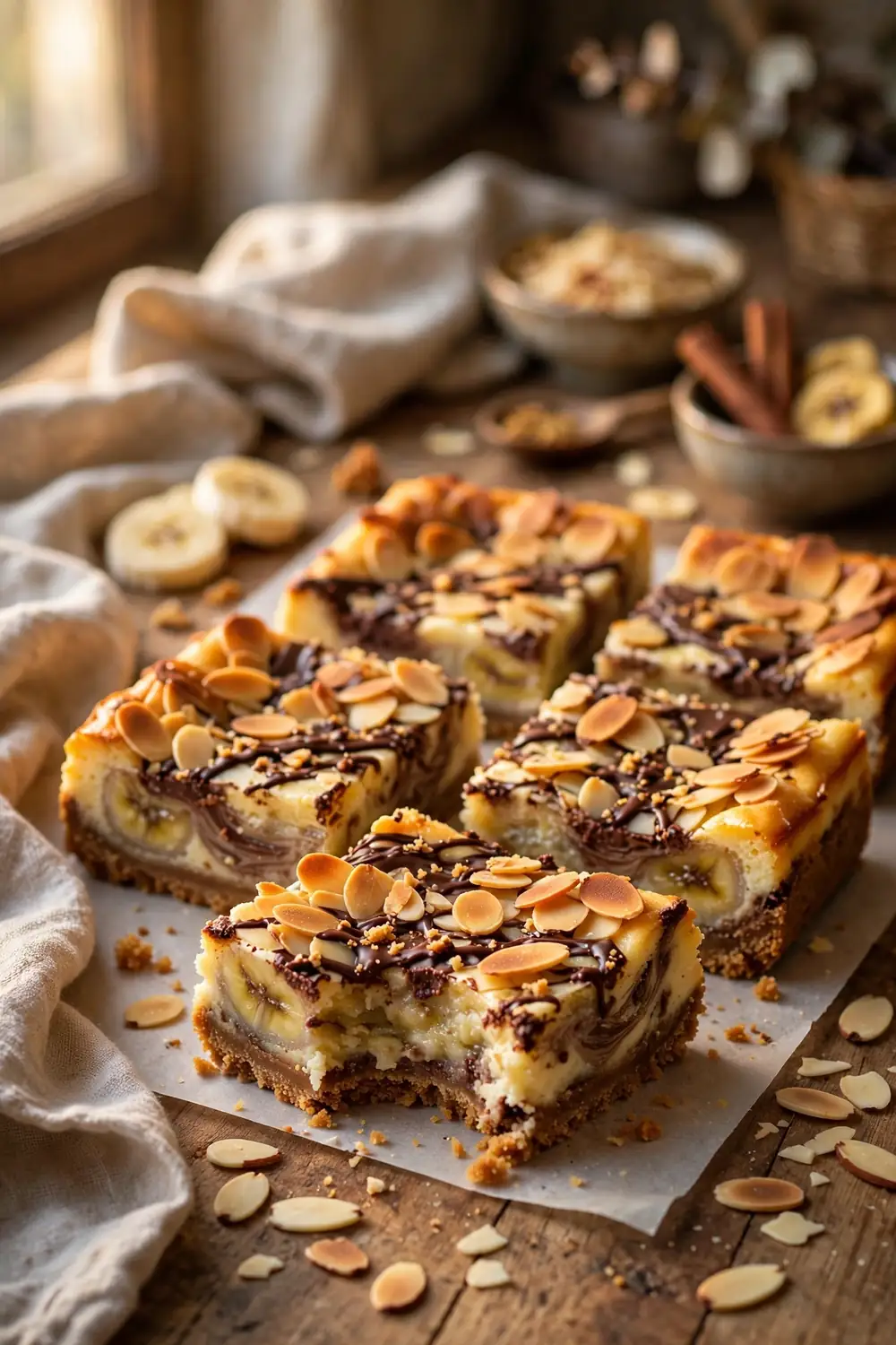 Banana chocolate cheesecake bars