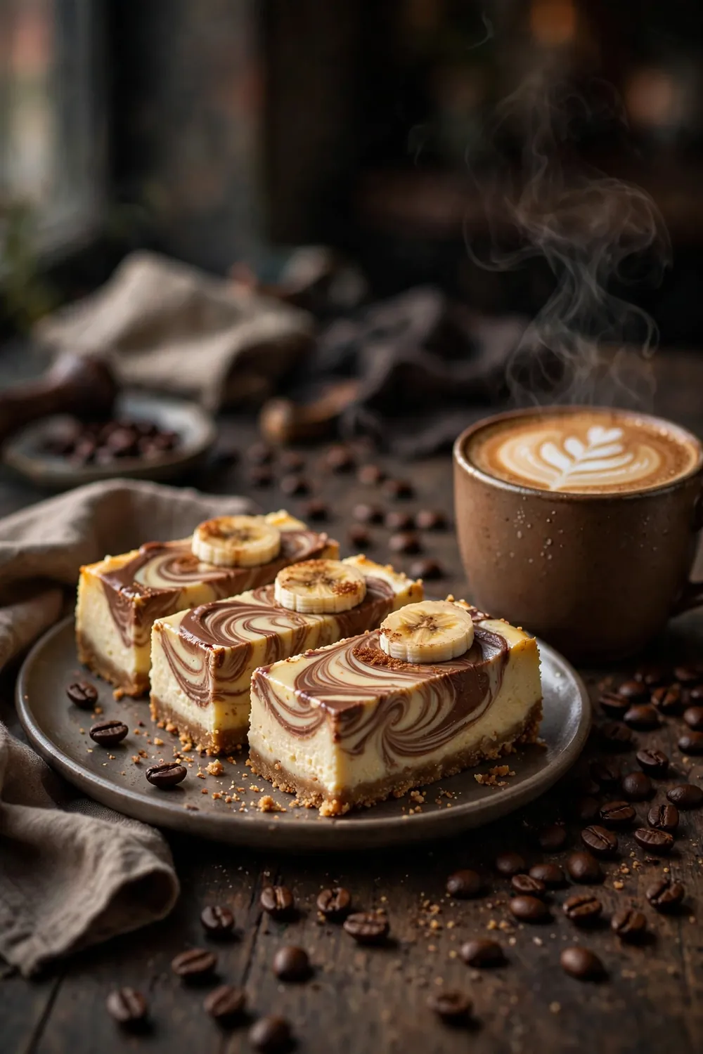 Banana chocolate cheesecake bars