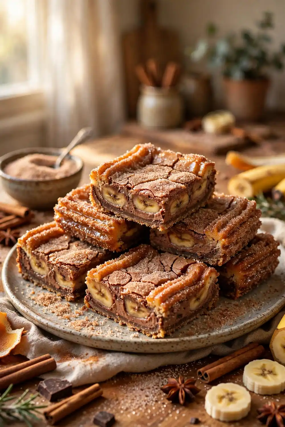 Banana chocolate cheesecake bars