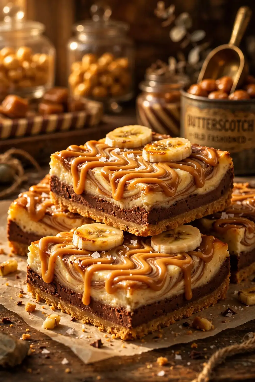 Banana chocolate cheesecake bars