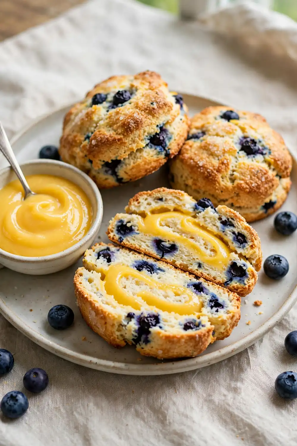 lemon curd swirl baked on a plate