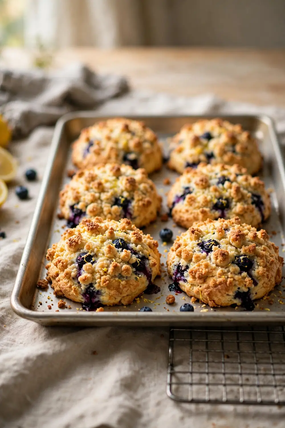 crumbly streusel tops baked on a plate
