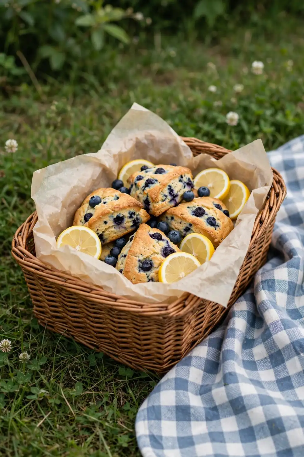 picnic basket scones baked on a plate