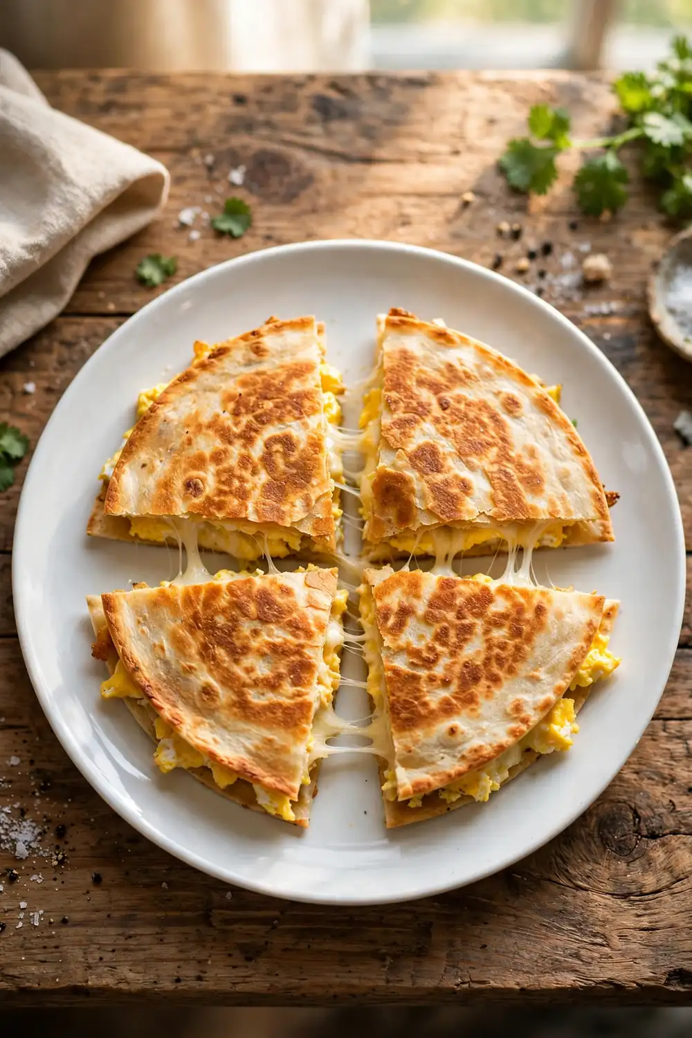 Classic cheese melt quesadilla wedges