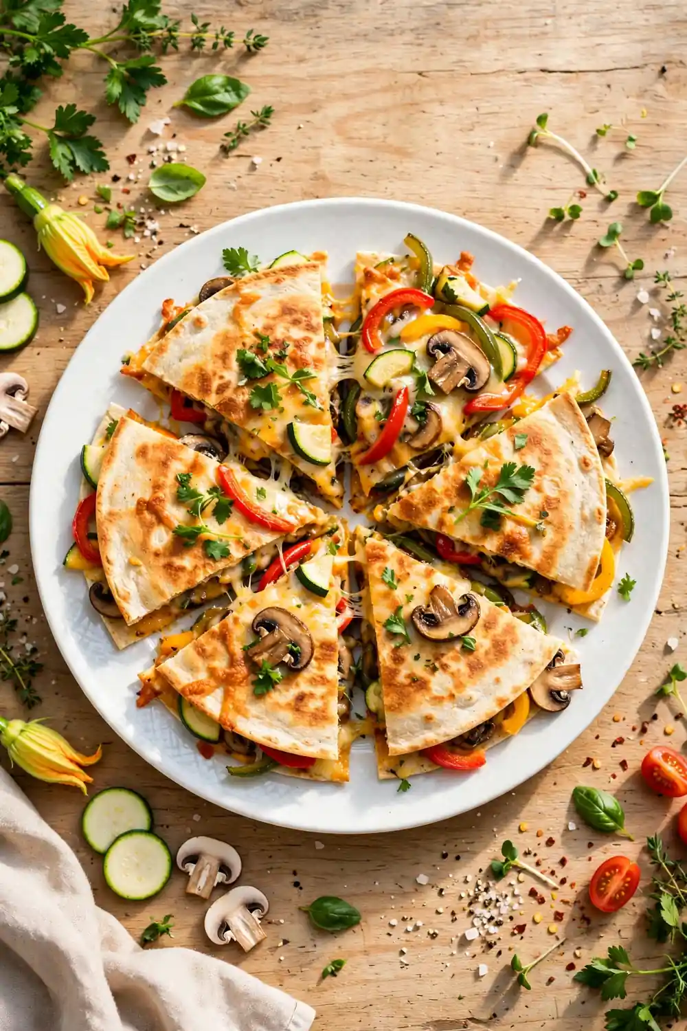 Veggie garden medley quesadilla wedges