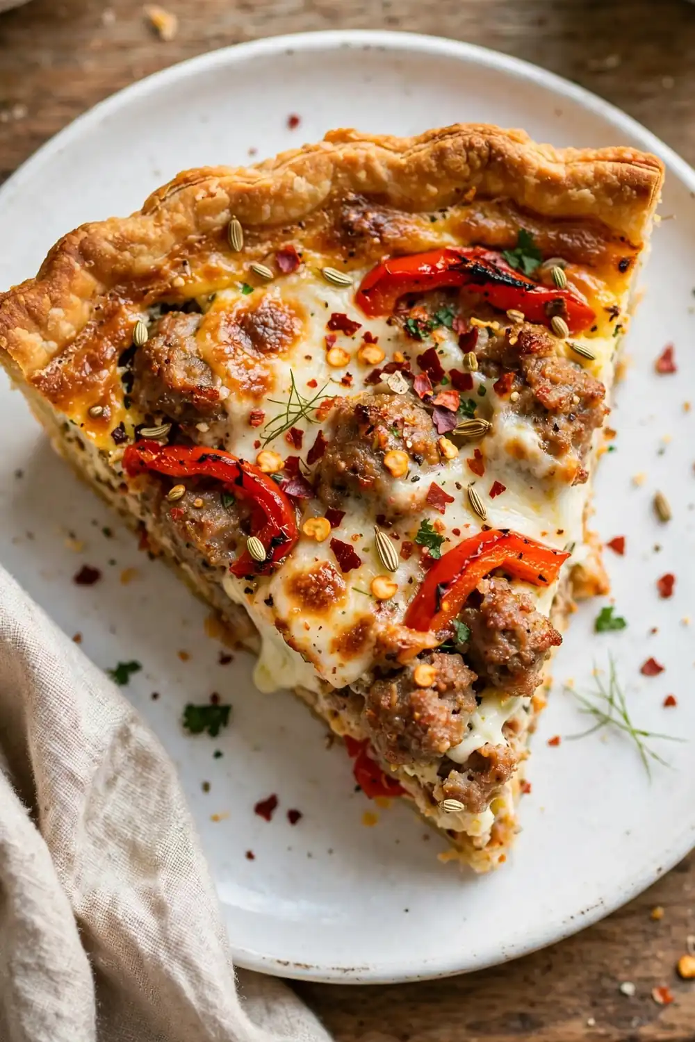 spicy italian sausage quiche slice