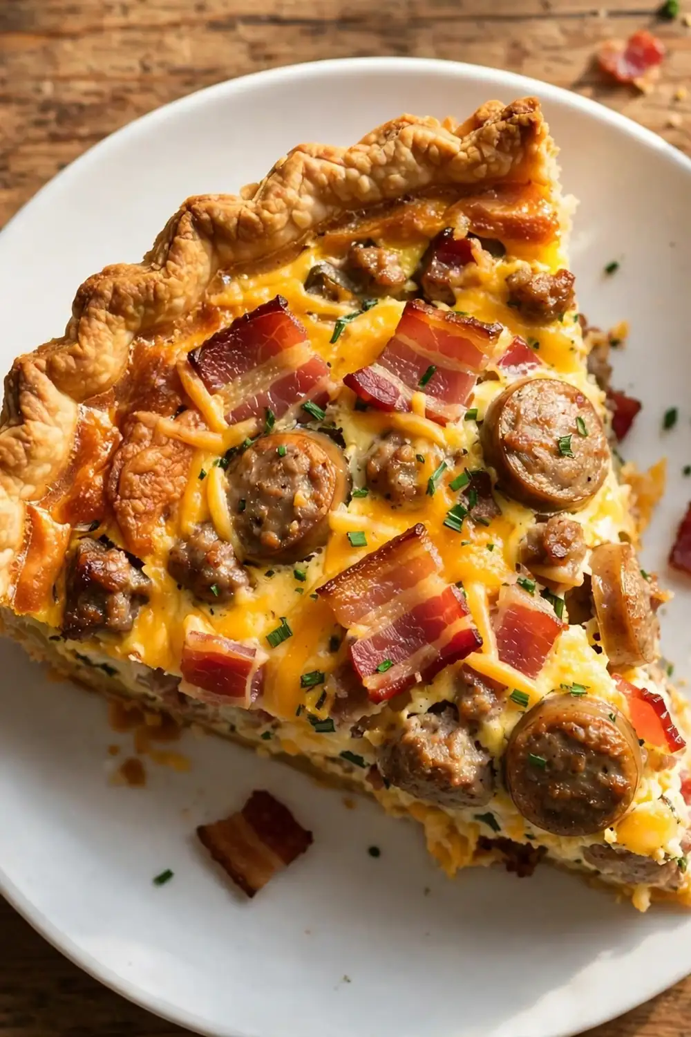 bacon sausage combo quiche slice