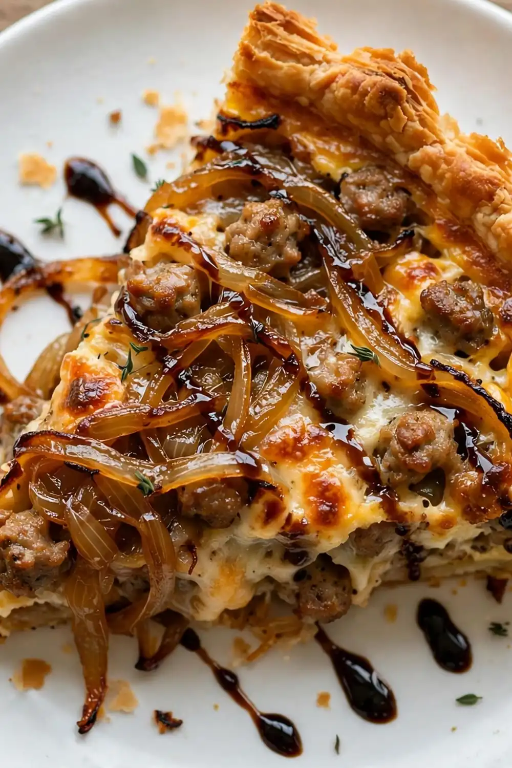 caramelized onion slice quiche slice