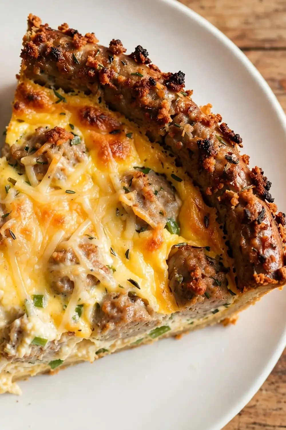 breakfast sausage crust quiche slice