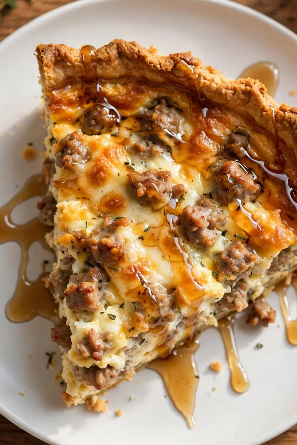 maple sausage morning quiche slice