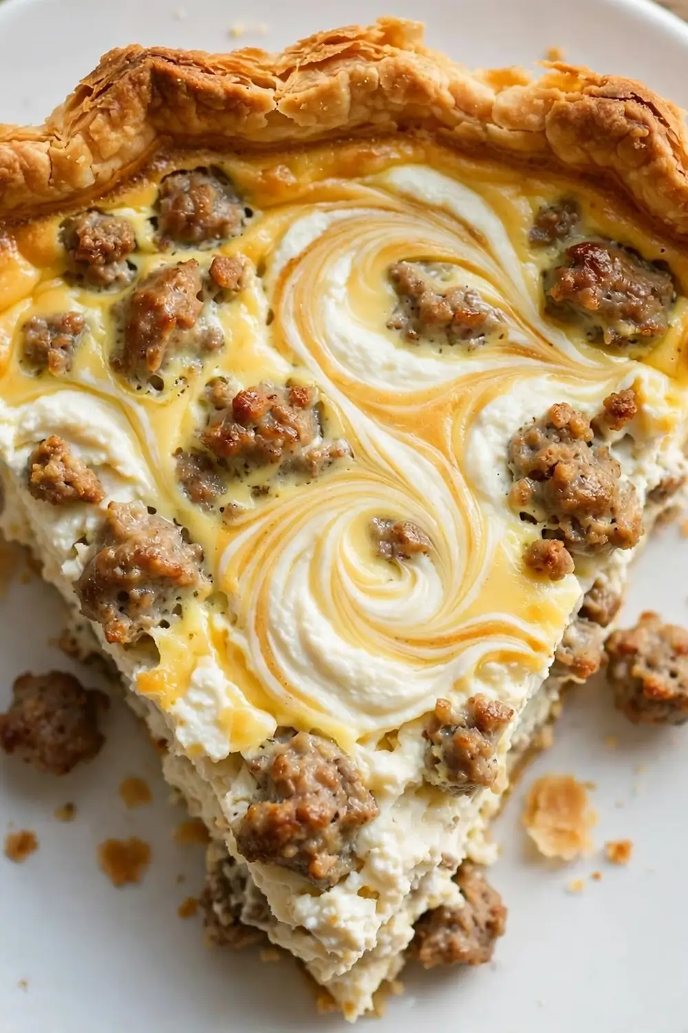 creamy ricotta swirl quiche slice