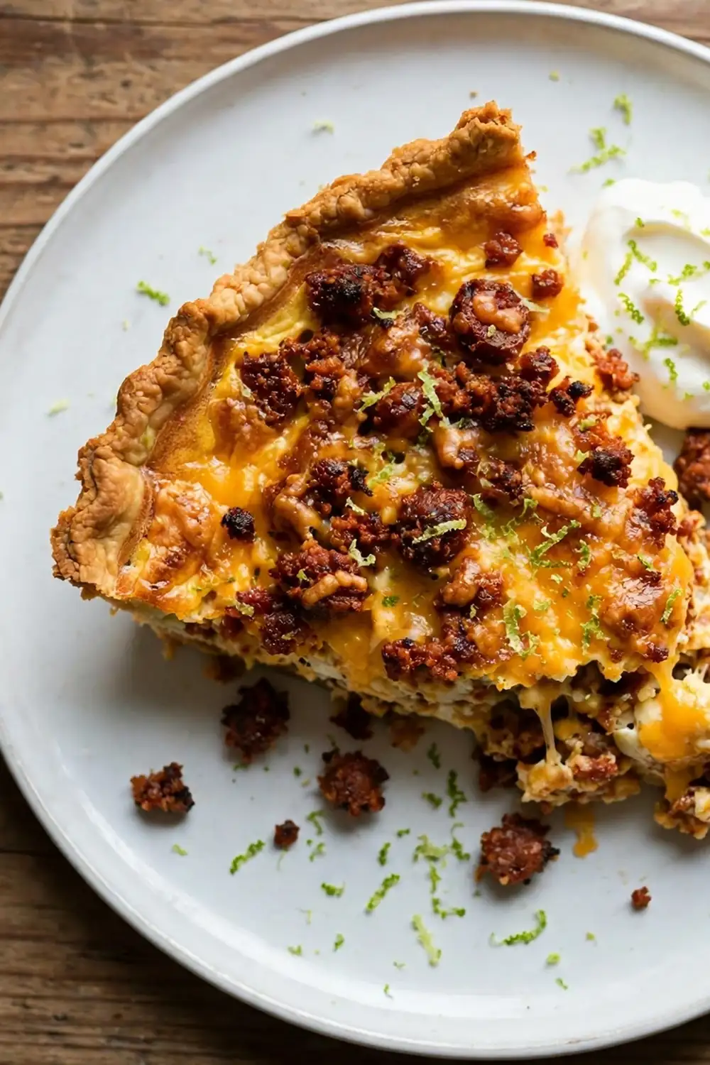 chorizo cheddar bake quiche slice