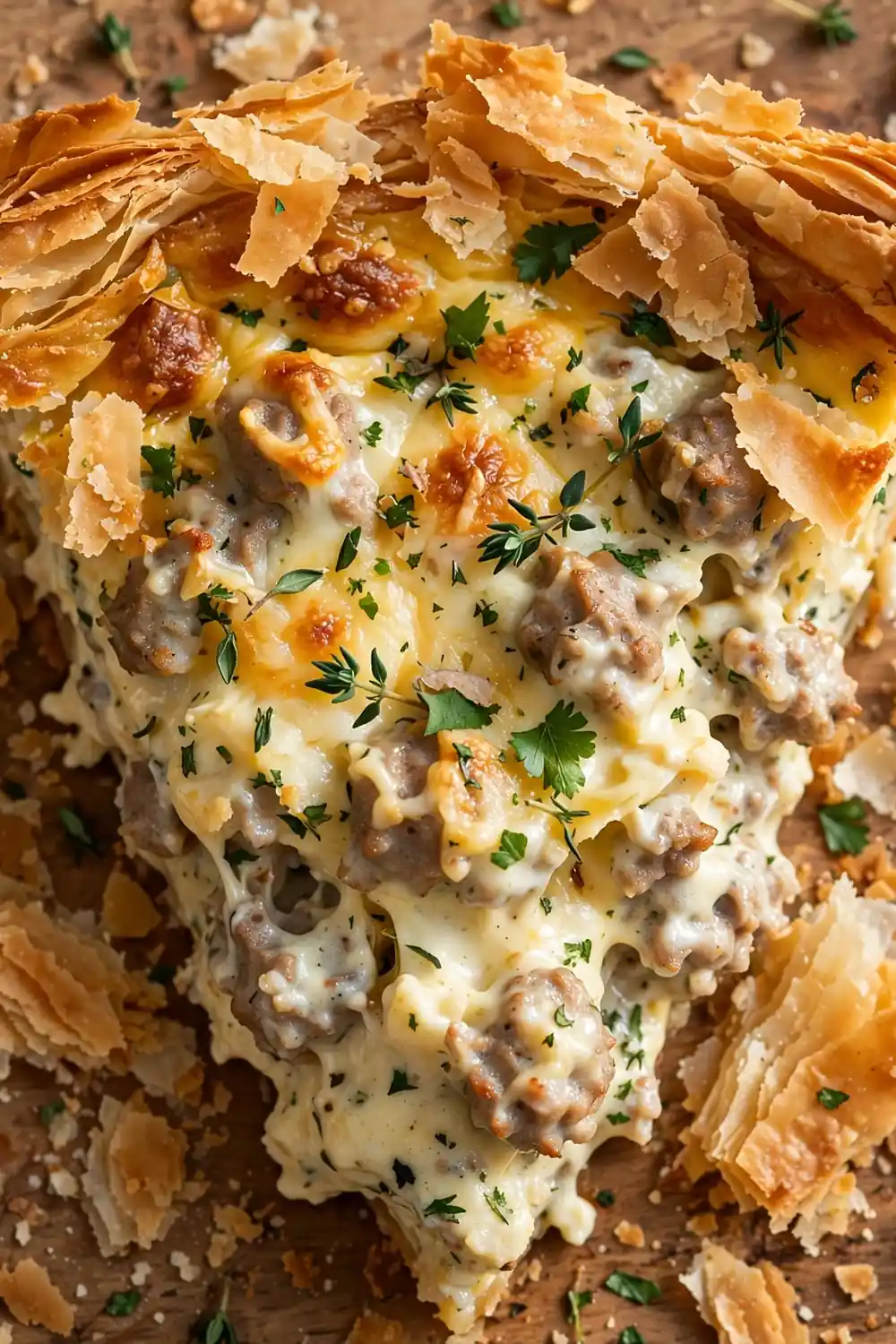 flaky pastry finish quiche slice