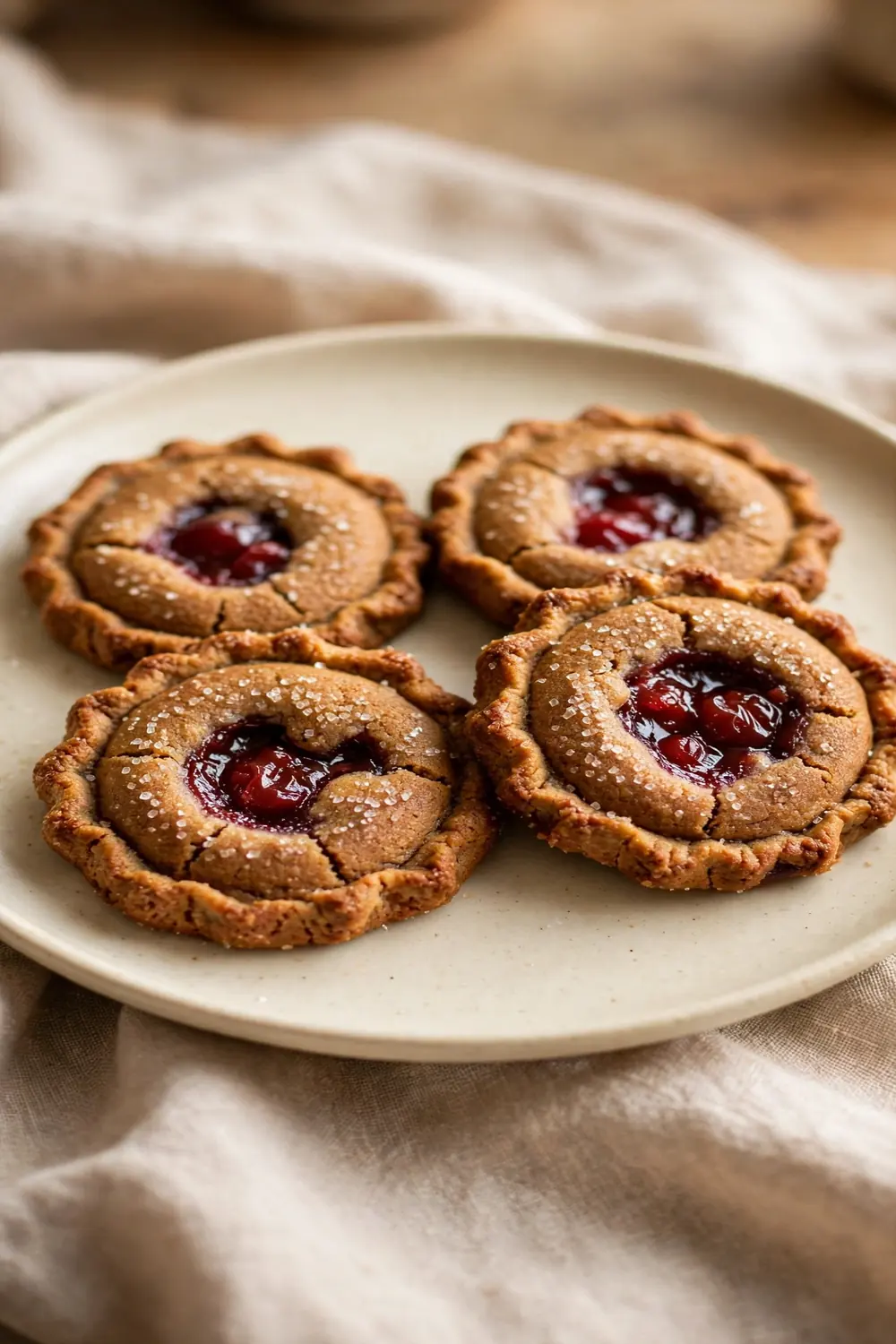 Brown sugar cherry cookies with caramel tones and soft centers