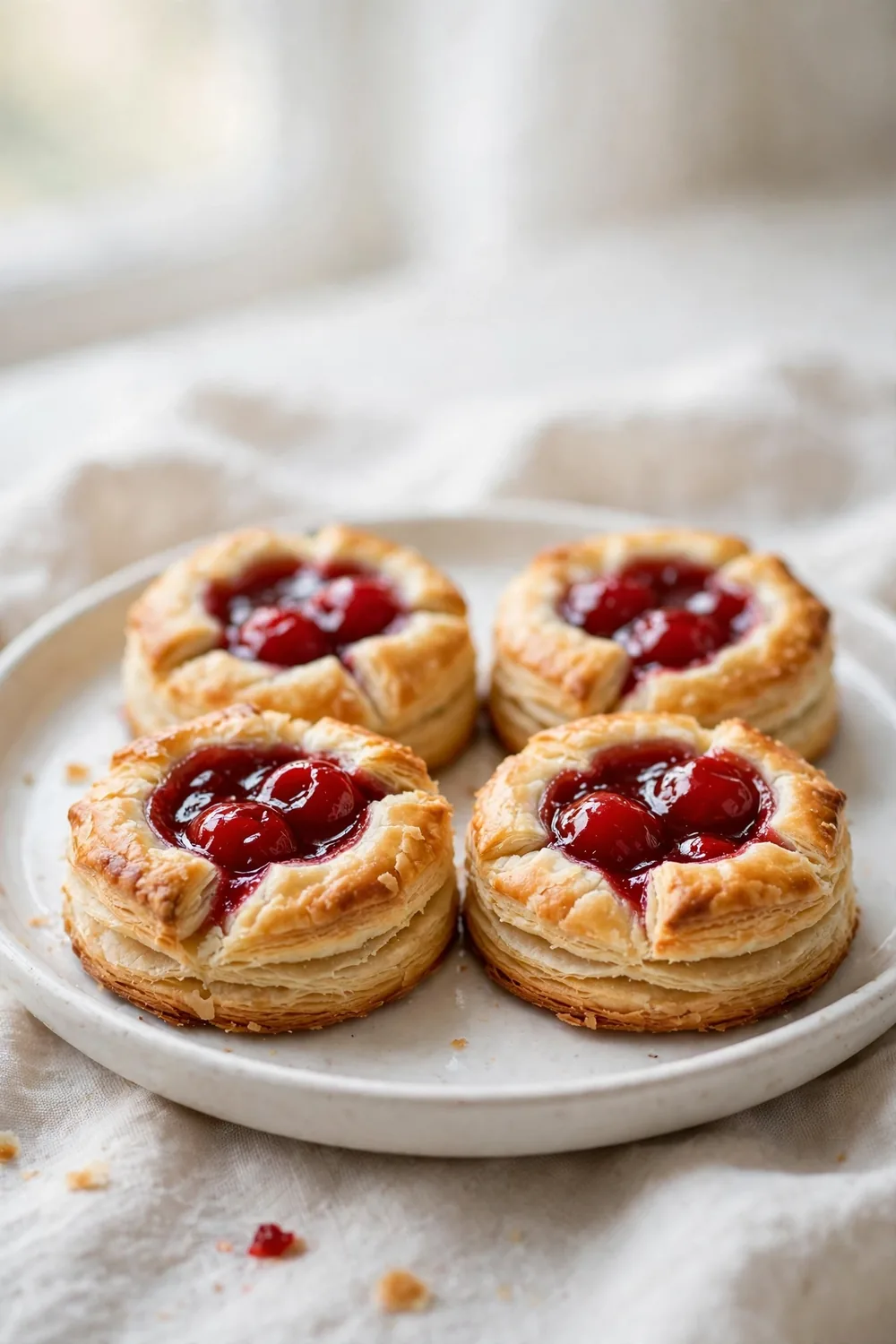 Cherry cookies with flaky butter crust layers and cherry filling