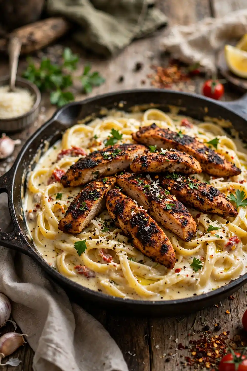 Chicken alfredo skillet