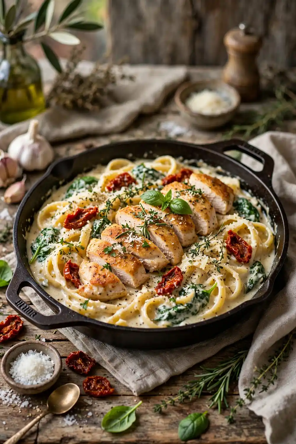 Chicken alfredo skillet
