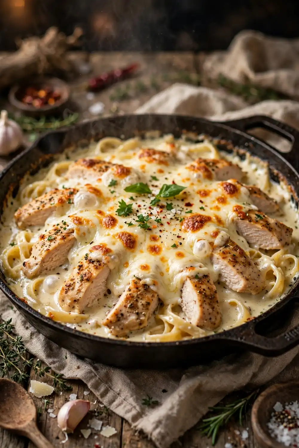 Chicken alfredo skillet