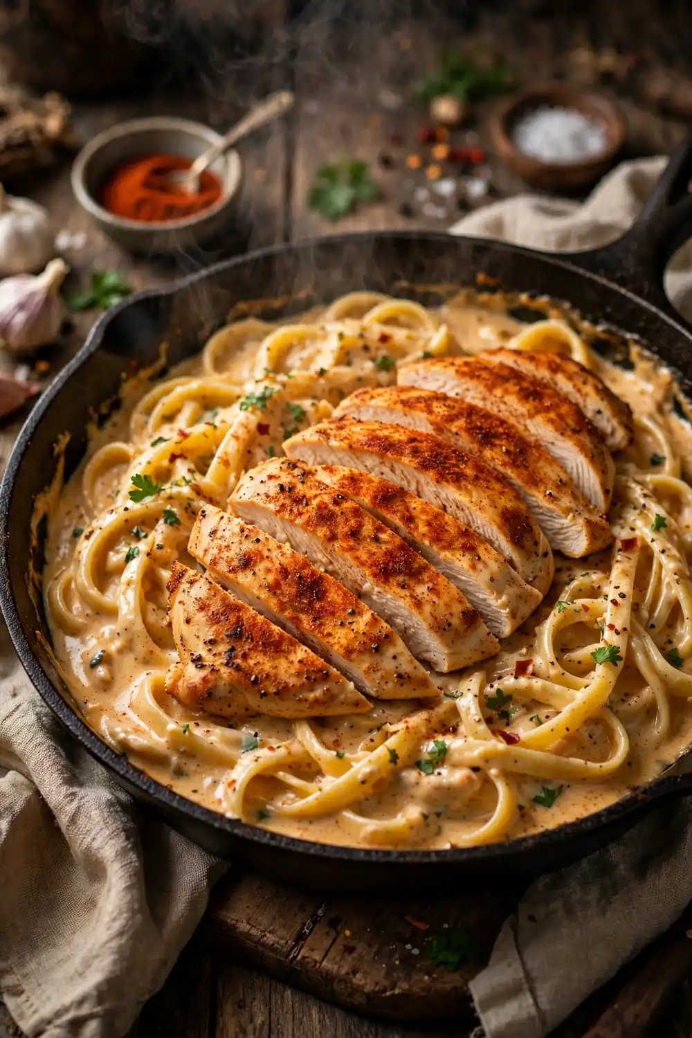 Chicken alfredo skillet