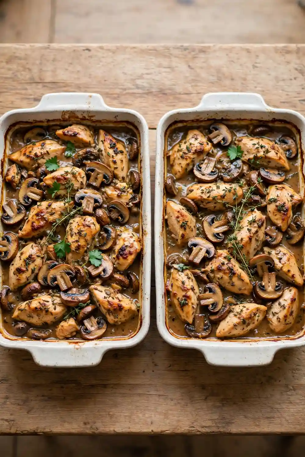 Double batch marsala chicken bake in two large dishes