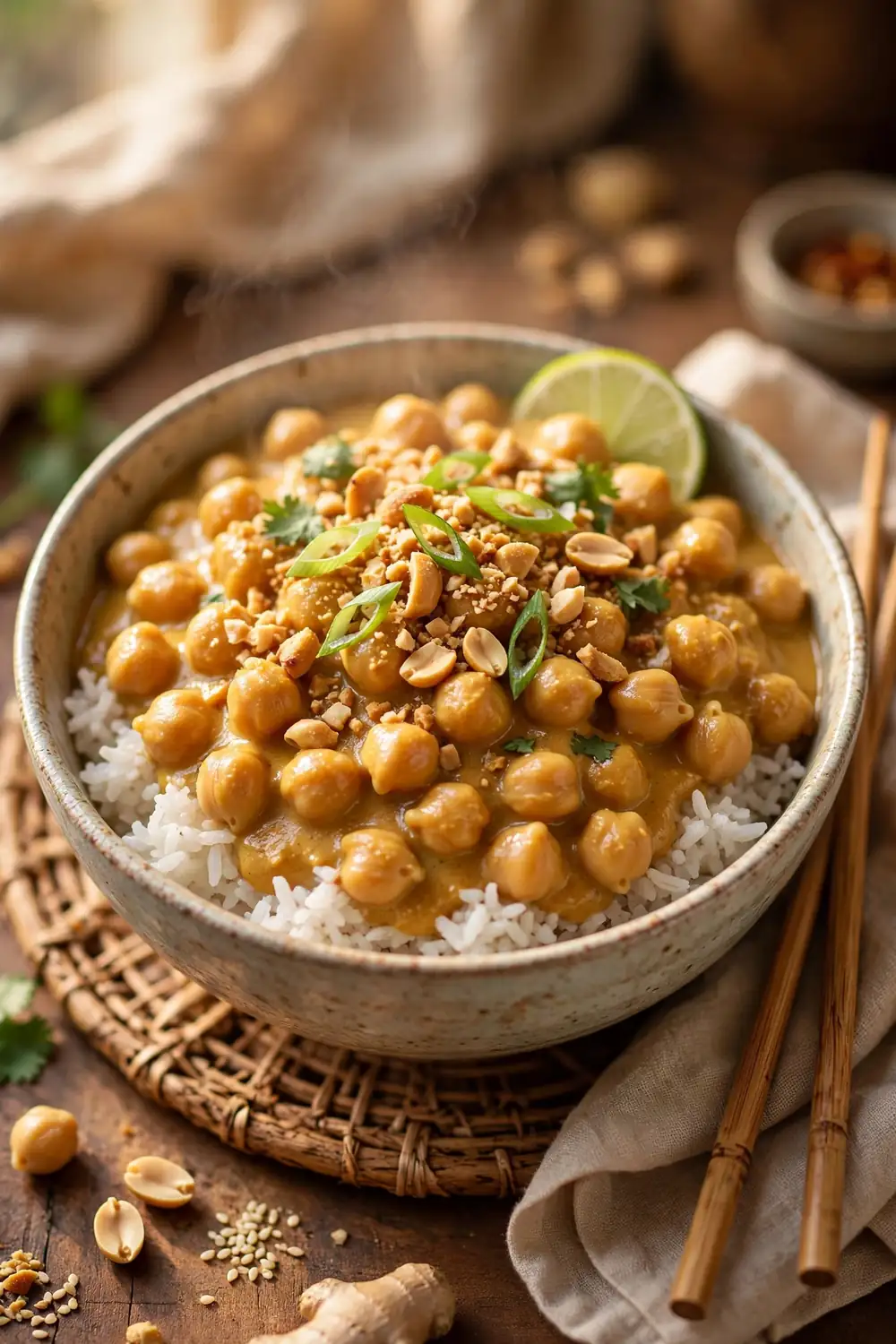 Peanut Curry Chickpea Bowl