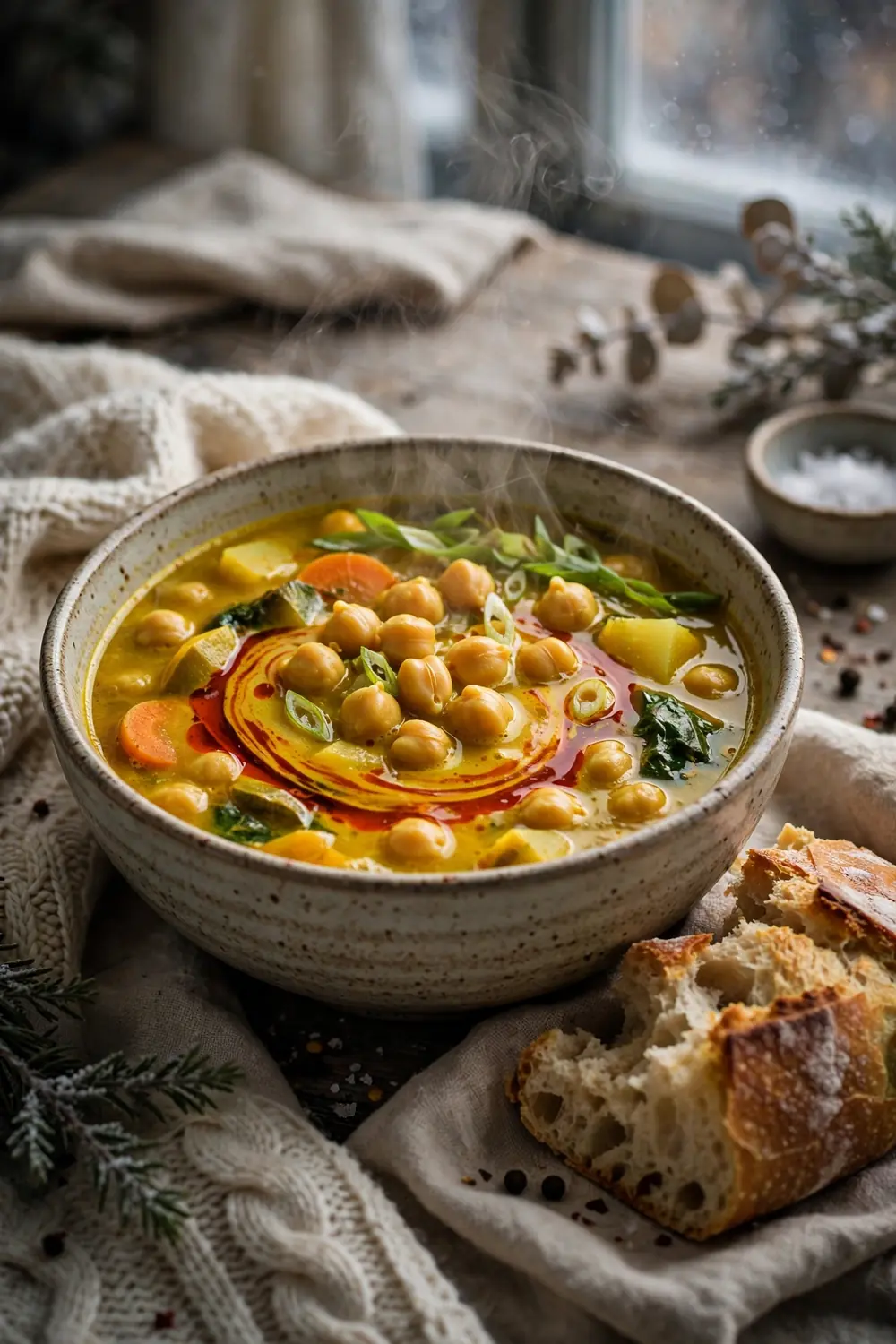 Chickpea Curry Soup Bowl