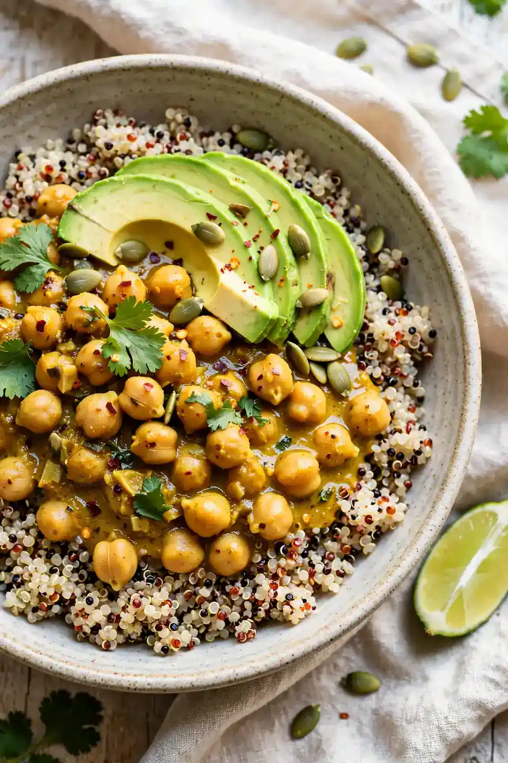 Quinoa Curry Chickpea Bowl