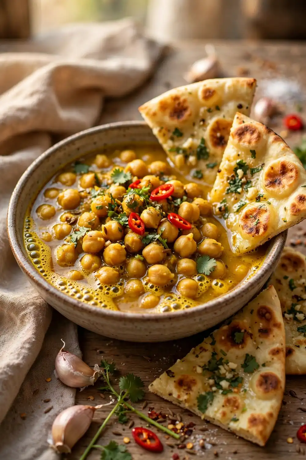 Chickpea Curry with Naan