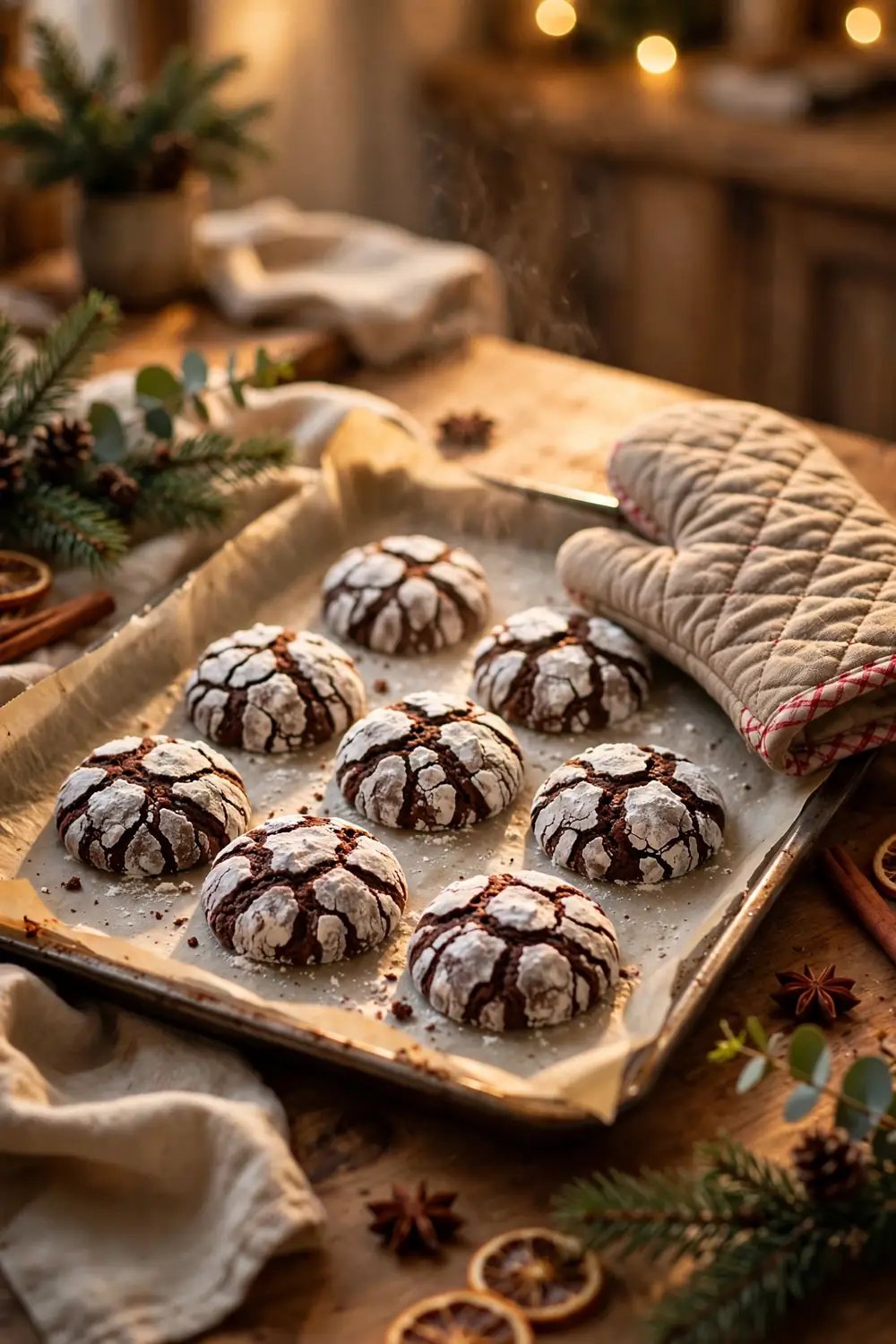 Chocolate crinkle cookies