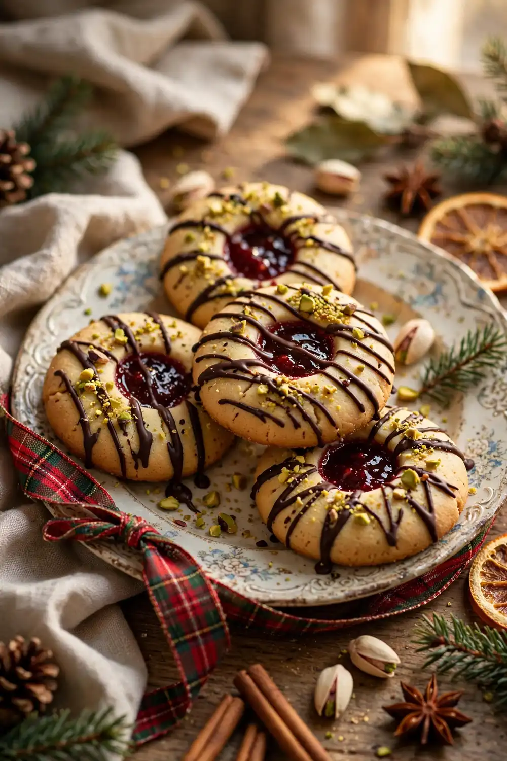 Chocolate dipped pistachio cookies