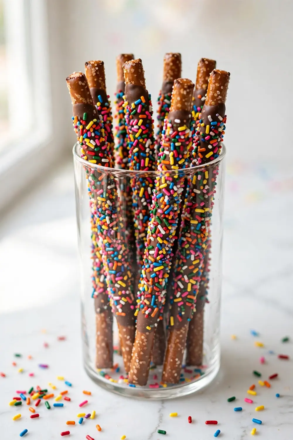 Chocolate dipped pretzel rods