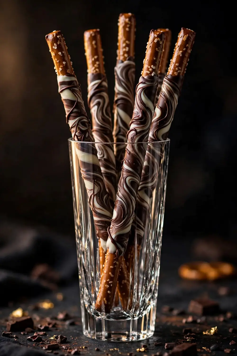 Marbled chocolate swirl pretzel rods